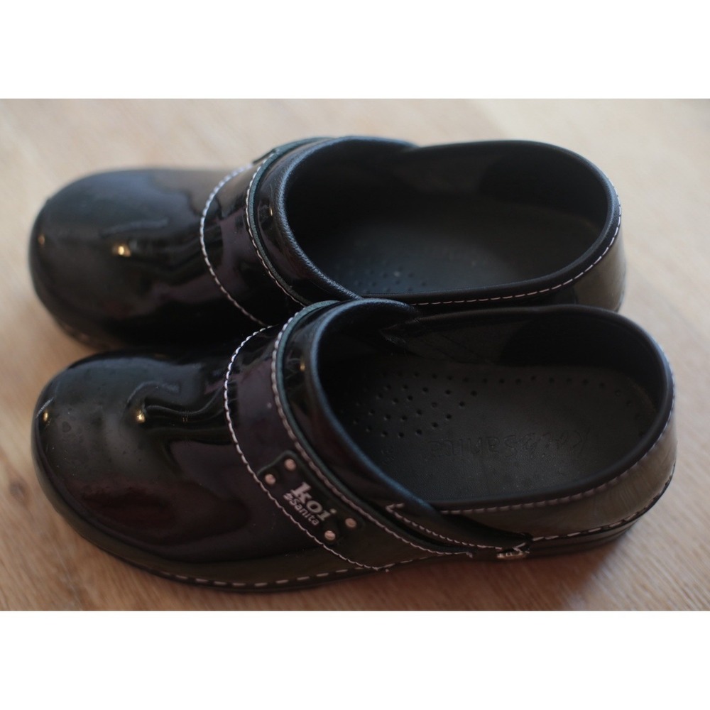 Koi Sanita Original Danish Clogs Black Shiny Lindsey Womens EU 36 US 5.5-6 - Picture 3 of 9